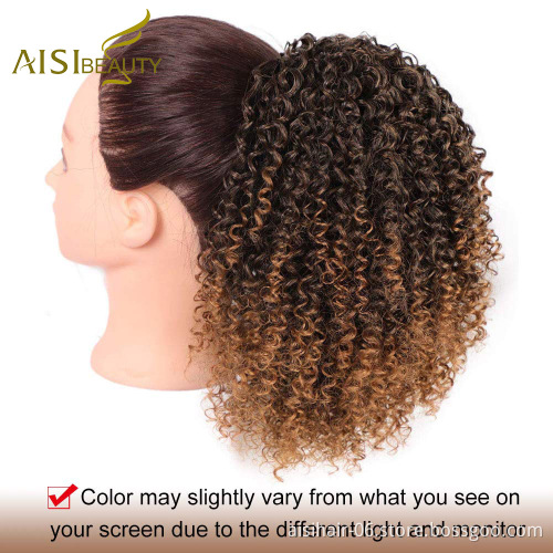 Aisi Beauty Top Quality Wholesale Afro Fluffy Puff Ombre Brown Hairpiece Extension Messy Donut Curly Afro Kinky Afro Hair Bun